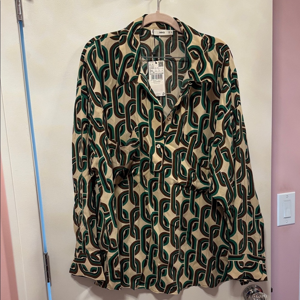 Mango Multicolor Geometric Print Shirt